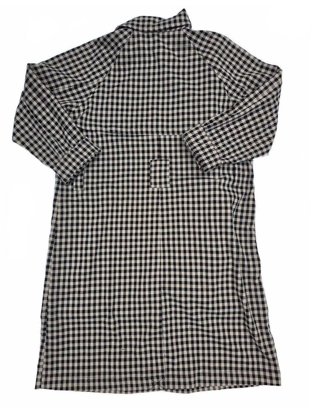 Joe Fresh Gingham Plaid Belted Trench Coat Jacket Size Lg  Black & White - Picture 9 of 12
